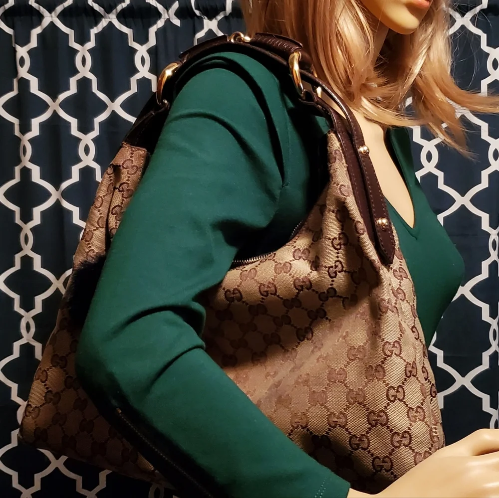 Gucci Horsebit Medium Canvas Hobo